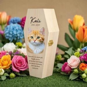 wooden cat urn