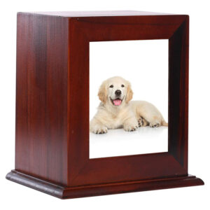 small dog wooden urn