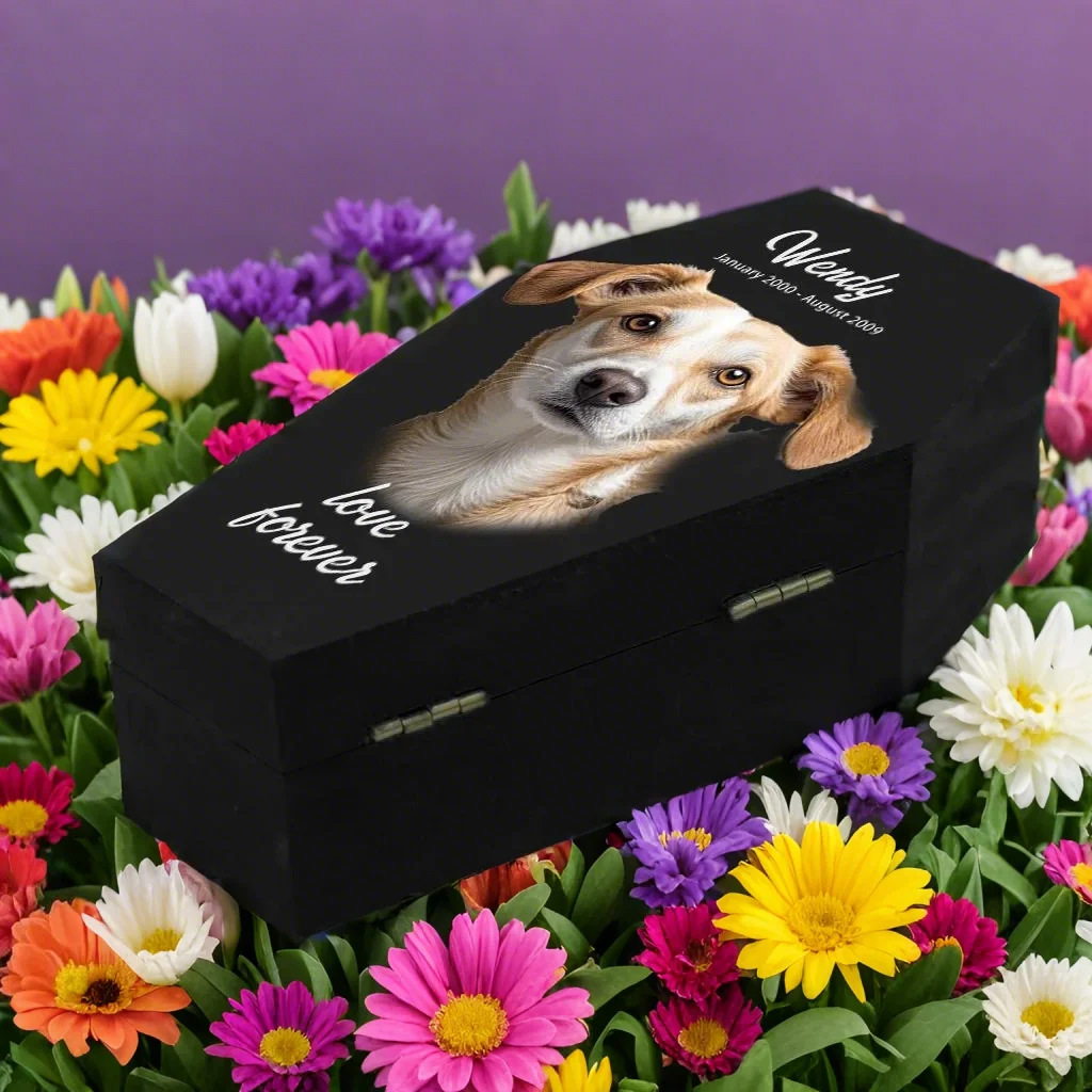 wooden dog  pet ash urns