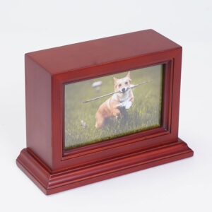 dog wooden urn